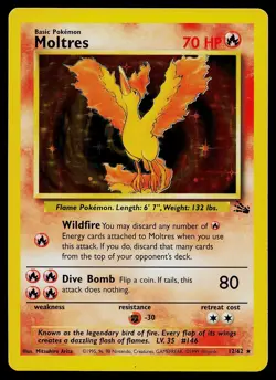 Pokemon Card - Moltres Fossil 12/62 Holo Unlimited Holo Rare - Image 1
