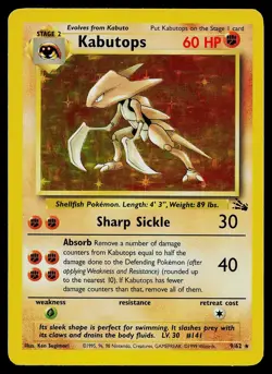 Pokemon Card - Kabutops Fossil 9/62 Holo Unlimited Holo Rare - Image 1