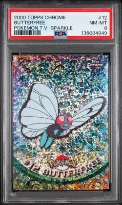 2000 TOPPS CHROME POKEMON T.V. SPARKLE #12 BUTTERFREE PSA 8 - Image 1