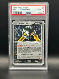 2005 Pokemon EX Deoxys-Rocket's Raikou Ex 108/107 Secret Rare Holo- NM-MT PSA 8 - Image 1