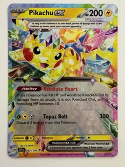 Pokemon TCG: 2024 Surging Sparks Double Rare Pikachu EX (057/191) - Image 1