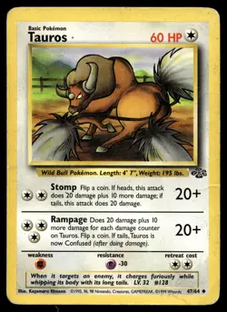 Tauros Unlimited 47/64 Pokemon Jungle (MP) - Image 1
