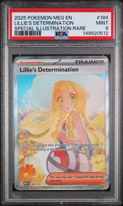 2025 POKEMON MEGA EVOLUTION SPECIAL ILLUSTRATION RARE LILLIE DETERMINATION PSA 9 - Image 1