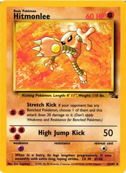 Pokemon TCG Hitmonlee 22/62 Fossil Rare Non-Holo DMG - Image 1