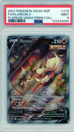 2021 Pokemon VMAX Premium Collection Flareon V Holo Promo #SWSH179 PSA 9 Mint - Image 1