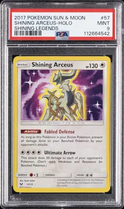 2017 POKEMON SUN & MOON SHINING LEGENDS #57 SHINING ARCEUS-HOLO PSA 9 - Image 1
