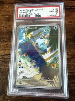 2025 POKEMON WHT EN-WHITE FLARE ILLUSTRATION RARE #105 OSHAWOTT PSA 10 - Image 1