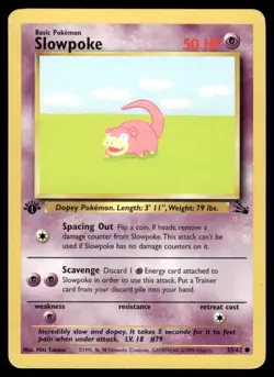Slowpoke 55/62 1st Edition Fossil Common NM EBAY LIVE MONDAY - Image 1