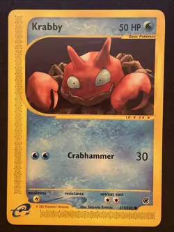 2002 Pokemon e-Series Expedition Base Set 115/165 Krabby - Image 1