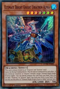DUNE-EN021 ULTIMATE BRIGHT KNIGHT URSATRON ALPHA SUPER RARE 1ST ED YuGiOh CARD - Image 1