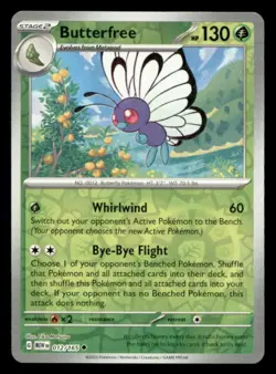 Butterfree 012/165 Uncommon Reverse Holofoil SV: Scarlet & Violet 151 NM - Image 1
