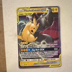 Pokemon Pikachu & Zekrom GX TAG TEAM Ultra Rare Holo SM-Team Up 33/181 HP 240 - Image 1