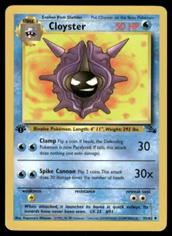 Cloyster 32/62 1st Edition Fossil Uncommon NM EBAY LIVE MONDAY - Image 1