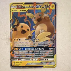 Pokemon Raichu & Alolan Raichu GX TAG TEAM Ultra Rare Holo SM-Unified Minds 54/… - Image 1