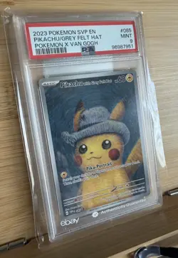 2023 Pokemon Black Star Promo SVP 085 Pikachu Van Gogh Grey Felt Hat PSA 9 MINT - Image 2