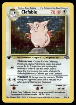Clefable 1/64 1st Edition Holo Jungle Rare NM EBAY LIVE MONDAY - Image 1