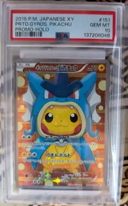 Pokemon Pretend Gyarados Pikachu Poncho Japanese Full Art Promo 151/XY-P PSA 10 - Image 1