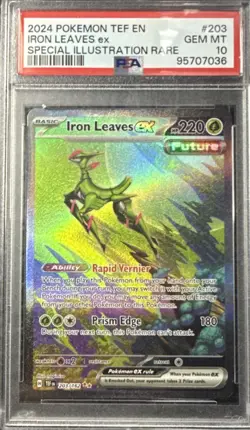 Pokemon TCG Iron Leaves EX Scarlet & Violet Temporal Forces 203/162 PSA 10 - Image 1