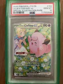 2025 POKEMON JTG EN-JOURNEY TOGETHER #184 LILLIE'S CLEFAIRY EX PSA 10 - Image 1