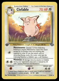 Clefable 17/64 1st Edition Jungle Rare NM EBAY LIVE MONDAY - Image 1
