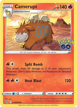 Camerupt (014/078) [Pokemon GO] Lightly Played Reverse Holofoil Pokemon TCG - Image 1