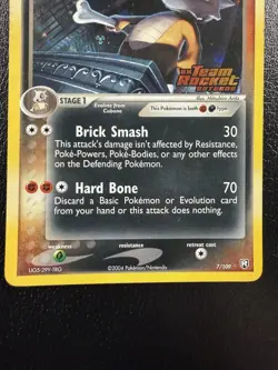 Pokemon TCG Dark Marowak 7/109 ex Team Rocket Returns Reverse Holo Stamped LP - Image 3