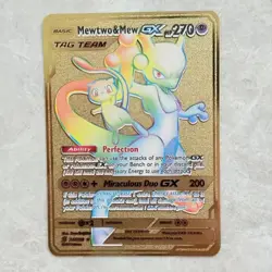 Pokemon Card - Mewtwo & Mew GX 242/236 Raimbow Gold Metal Card - NUOVO - Image 1