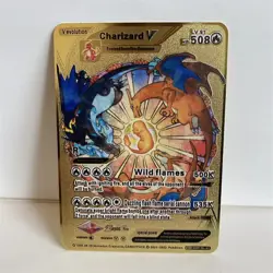 Pokemon Card Charizard V Fanmade Gold Metal Card - Edizione Da Collezione - Image 1