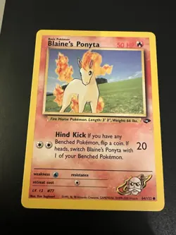 Blaine’s Ponyta 64/132 Gym Challenge Unlimited 2000 Pokemon Card Common NM - Image 1