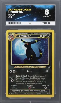 Pokemon Umbreon 13/75 Holo Neo Discovery ACE 8 SWIRL - Image 1