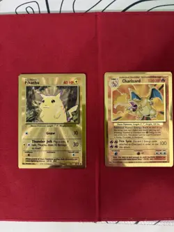 Pokemon Celebrations Gold Metal Charizard & Pikachu Cards 25th Anniversary Base - Image 2
