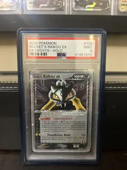 Rocket's Raikou Ex 108/107 Secret Rare Ultra Rare Pokemon Ex Deoxys PSA 9 MINT - Image 1