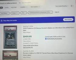 Rocket's Raikou Ex 108/107 Secret Rare Ultra Rare Pokemon Ex Deoxys PSA 9 MINT - Image 2