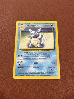 Pokemon TCG Base Set Wartortle Card 42/102 Unlimited Regular Uncommon - Image 1