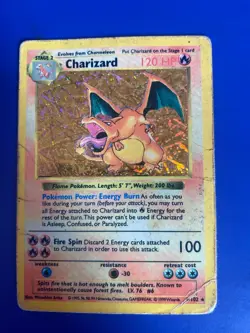 Vintage Pokemon Charizard Holo Base Set 4/102 – 1999 WOTC – Authentic – Played - Image 1