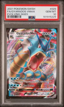 2021 POKEMON SWORD & SHIELD EVOLVING SKIES #029 FULL ART/GYARADOS VMAX PSA 10 - Image 1