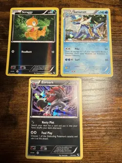 Pokemon Dark Explorers Lot Zoroark 71/114, Samurott 31/114, Scraggy 68/114 Holo - Image 1