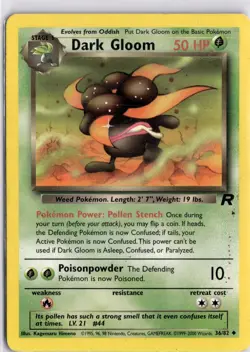Dark Gloom 36/82 Team Rocket Uncommon Pokemon TCG Trading Card - Image 1