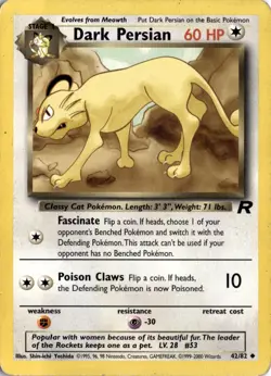 Dark Persian 42/82 Team Rocket Pokemon Card TCG - Image 1