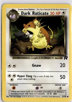 Pokemon TCG Dark Raticate Team Rocket 51/82 Regular Trading Card TCG - Image 1