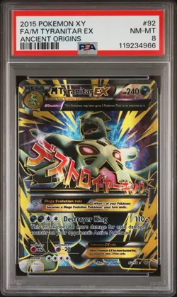 Pokemon TCG M Tyranitar EX Full Art 92/98 XY - Ancient Origins - PSA 8 NM-MT - Image 1