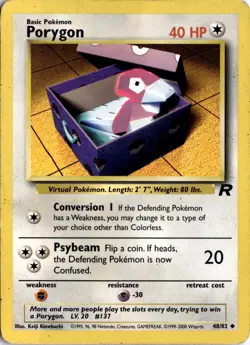 Porygon 48/82 Team Rocket Pokemon Card TCG - Image 1