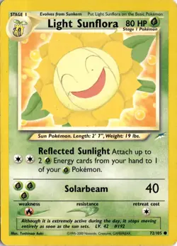 Light Sunflora 072/105 Neo Destiny Pokemon Card TCG - Image 1