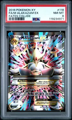 Pokemon TCG M Alakazam EX Full Art 118/124 Fates Collide - PSA 8 NM-MT - Image 1