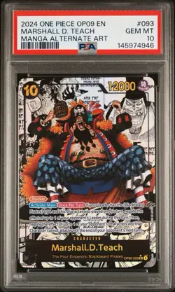 2024 ONE PIECE EMPERORS IN THE NEW WORLD MANGA ALT ART MARSHALL D. TEACH PSA 10 - Image 1