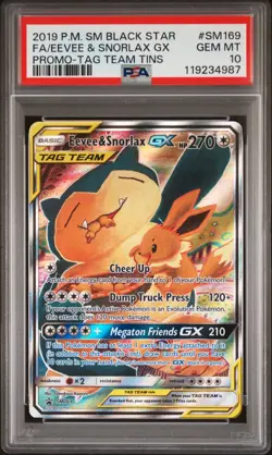 Pokemon TCG Eevee & Snorlax GX Tag Team SM169 Promo - PSA 10 Gem Mint - Image 1