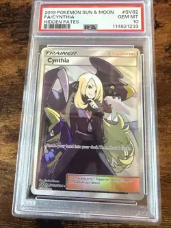 2019 Pokemon Sun & Moon Hidden Fates Cynthia #SV82/SV94 PSA 10 - Image 1