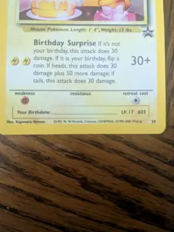 Birthday Pikachu #24 Wizards Promo Holo - Image 3