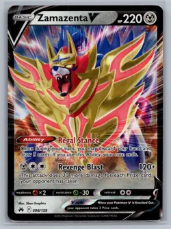 Zamazenta V 098/159 Holo V Rare Crown Zenith Pokemon Near Mint - Image 1