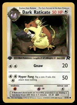 Dark Raticate 51/82 1st Edition Team Rocket Common NM EBAY LIVE MONDAY - Image 1